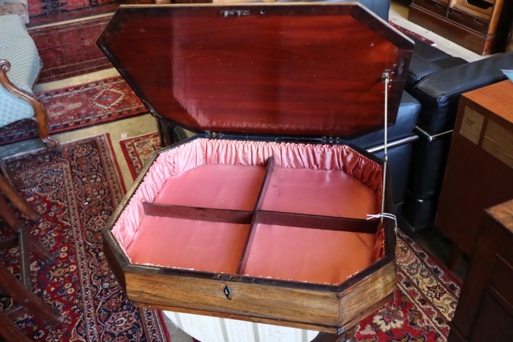 A Victorian rosewood work table, width 60cm, depth 49cm, height 78cm